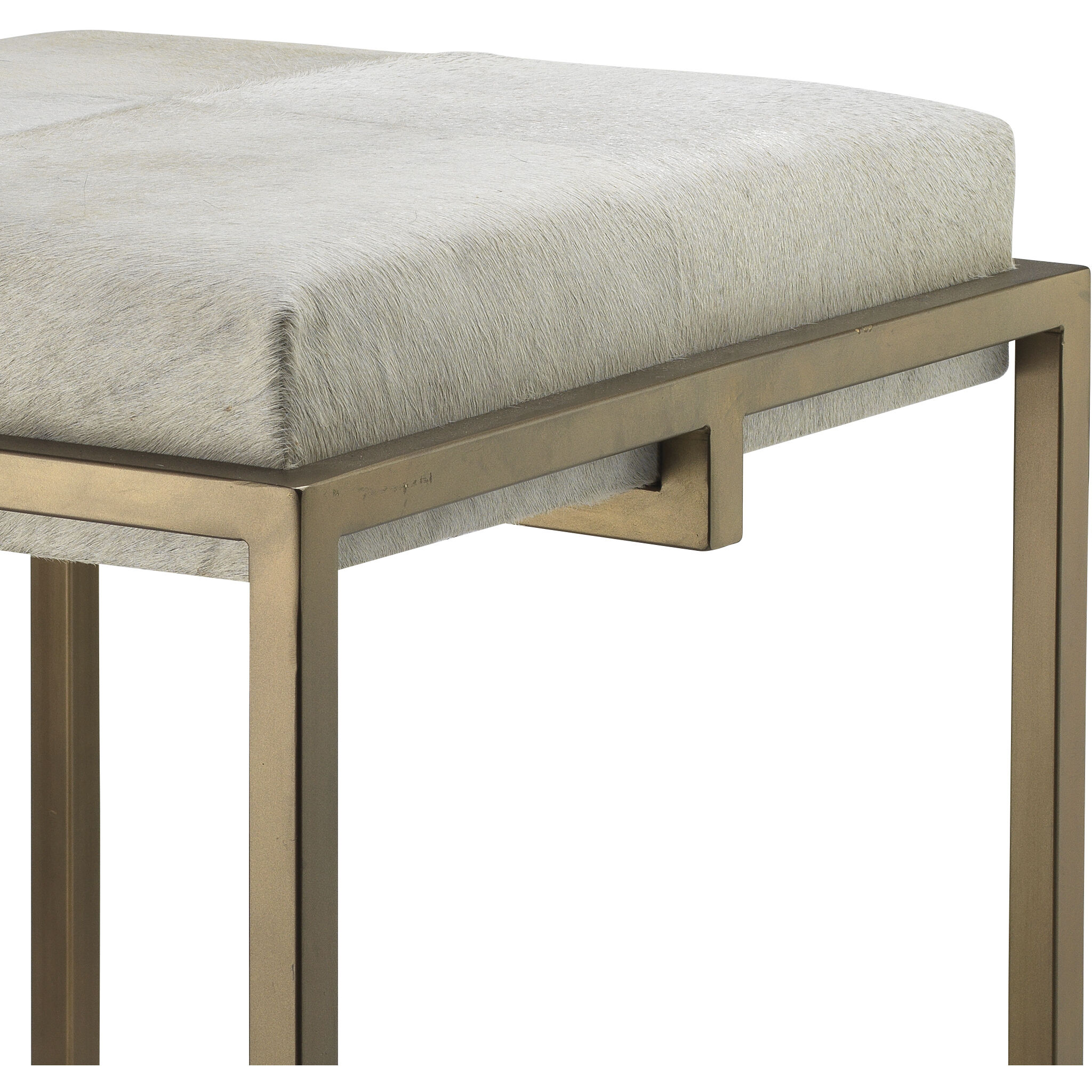 Shelby 30 inch White Hide & Antique Brass Bar Stool