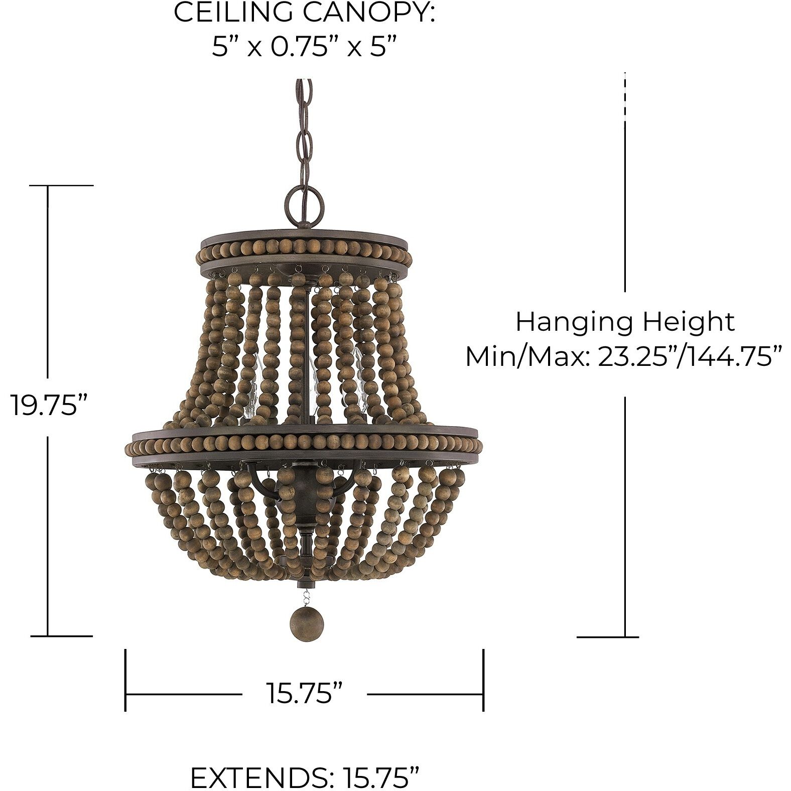 Handley 3 Light 15.75 inch Tobacco Chandelier Ceiling Light
