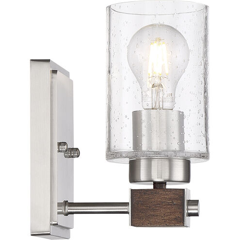 Arabel 1 Light 4.25 inch Brushed Nickel and Nutmeg Wood Vanity Light Wall Light