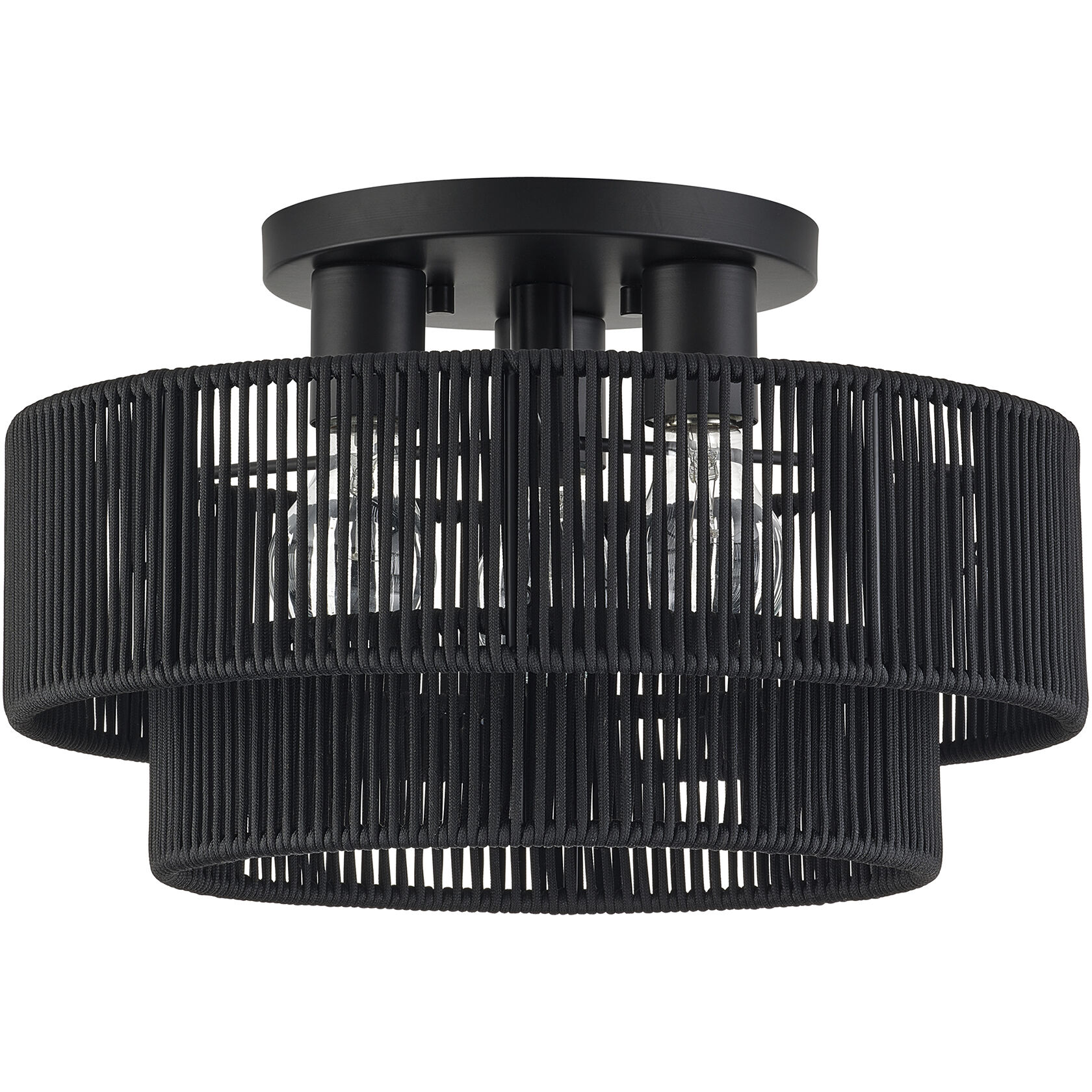 Acordia 3 Light 15 inch Black Semi Flush Mount Ceiling Light, Large