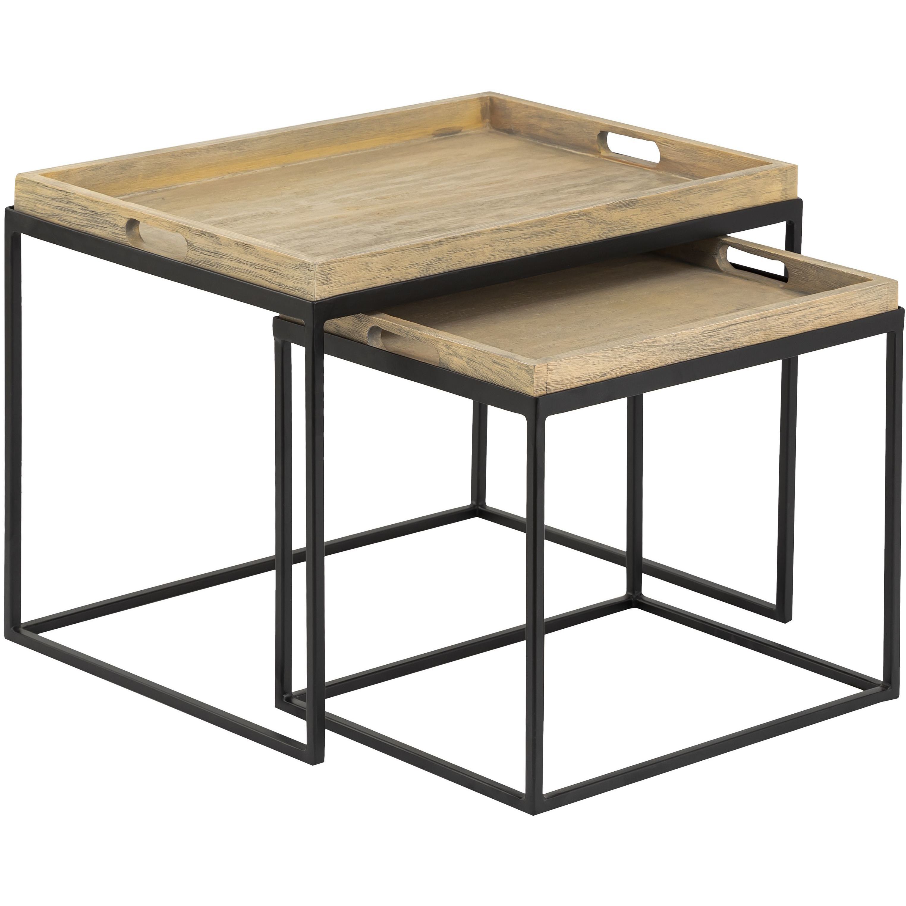 Akin 24 X 18 inch Natural with Black Accent Table, Set of 2