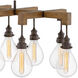 Denton 10 Light 48.5 inch Industrial Iron with Vintage Walnut Indoor Linear Chandelier Ceiling Light