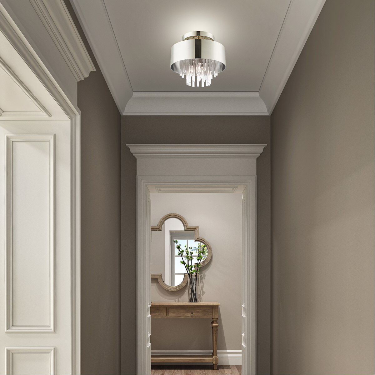 Orenburg 3 Light 13 inch Polished Nickel Semi Flush Ceiling Light