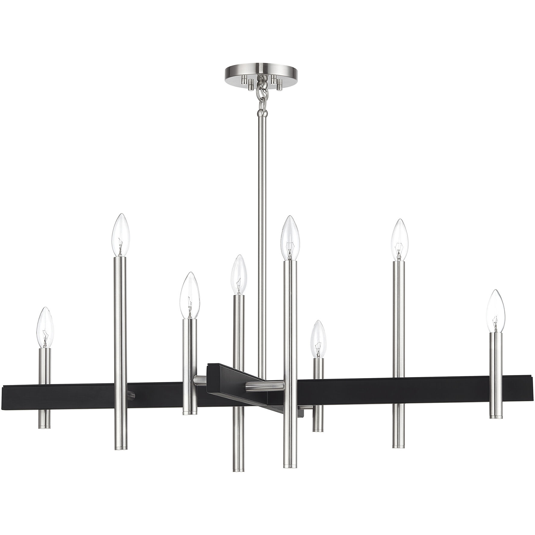 Denmark 8 Light 36 inch Brushed Nickel with Black Accents Chandelier Ceiling Light