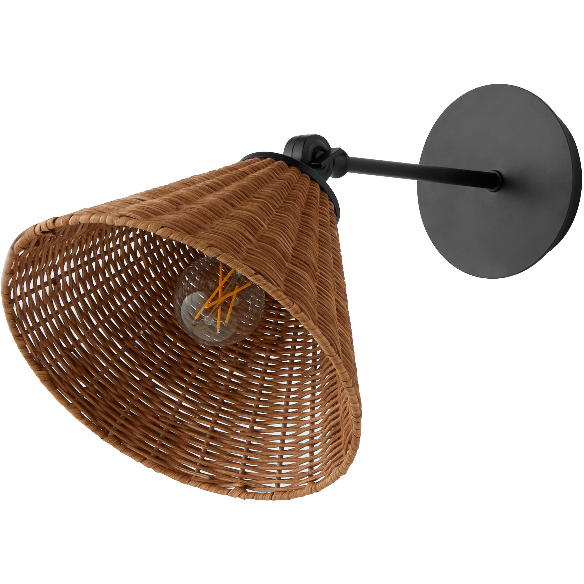 Wicker Wall Mount Wall Light in Matte Black