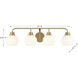 Contemporary 4 Light 32 inch Natural Brass Bathroom Vanity Light Wall Light