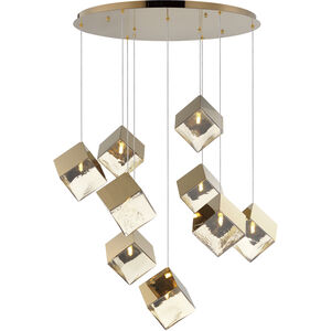 Ice Cube LED 33.5 inch French Gold Multi-Light Pendant Ceiling Light