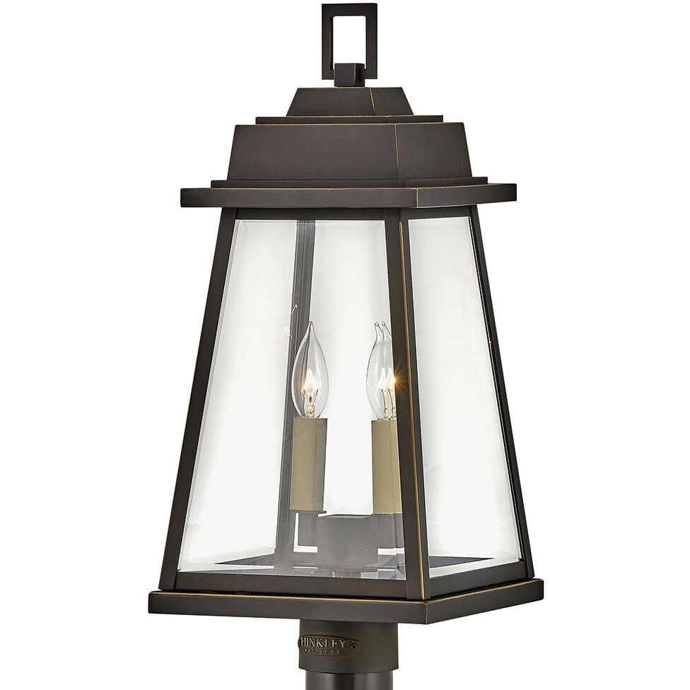 Bainbridge 2 Light 22.25 inch Oil Rubbed Bronze with Heritage Brass Outdoor Post Mount Lantern