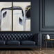 Nouveau Blue and Metallic and White Canvas