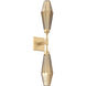 Aalto LED 4.5 inch Gilded Brass Indoor Sconce Wall Light in 3000K LED, Optic Rib Bronze, Double
