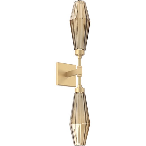 Aalto LED 4.5 inch Gilded Brass Indoor Sconce Wall Light in 3000K LED, Optic Rib Bronze, Double