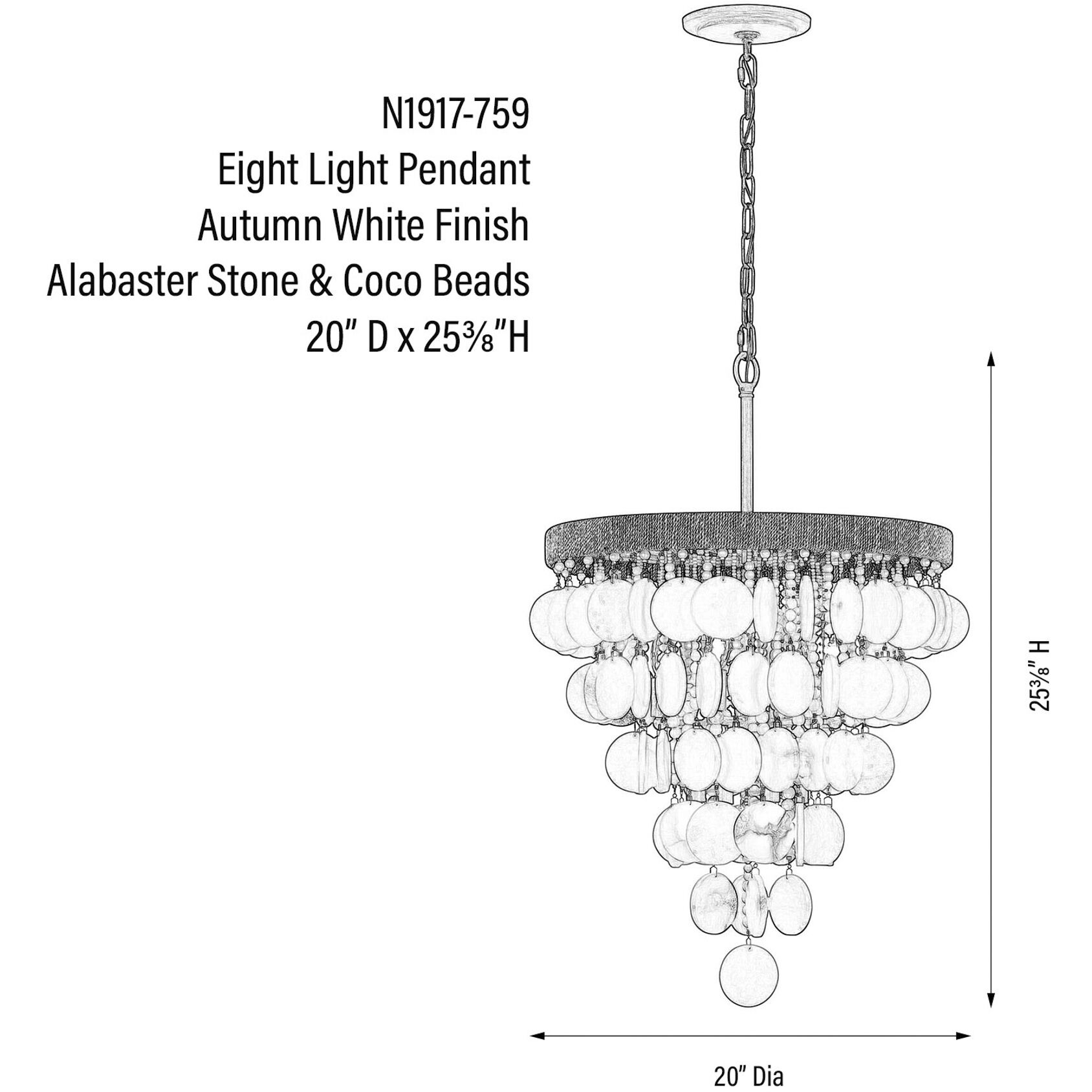 Aurelia's Cove 8 Light 20 inch Autumn White Pendant Ceiling Light