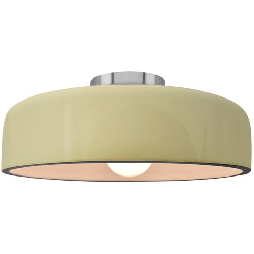 Radiance LED 13 inch Vanilla Gloss and Brushed Nickel Semi Flush Ceiling Light