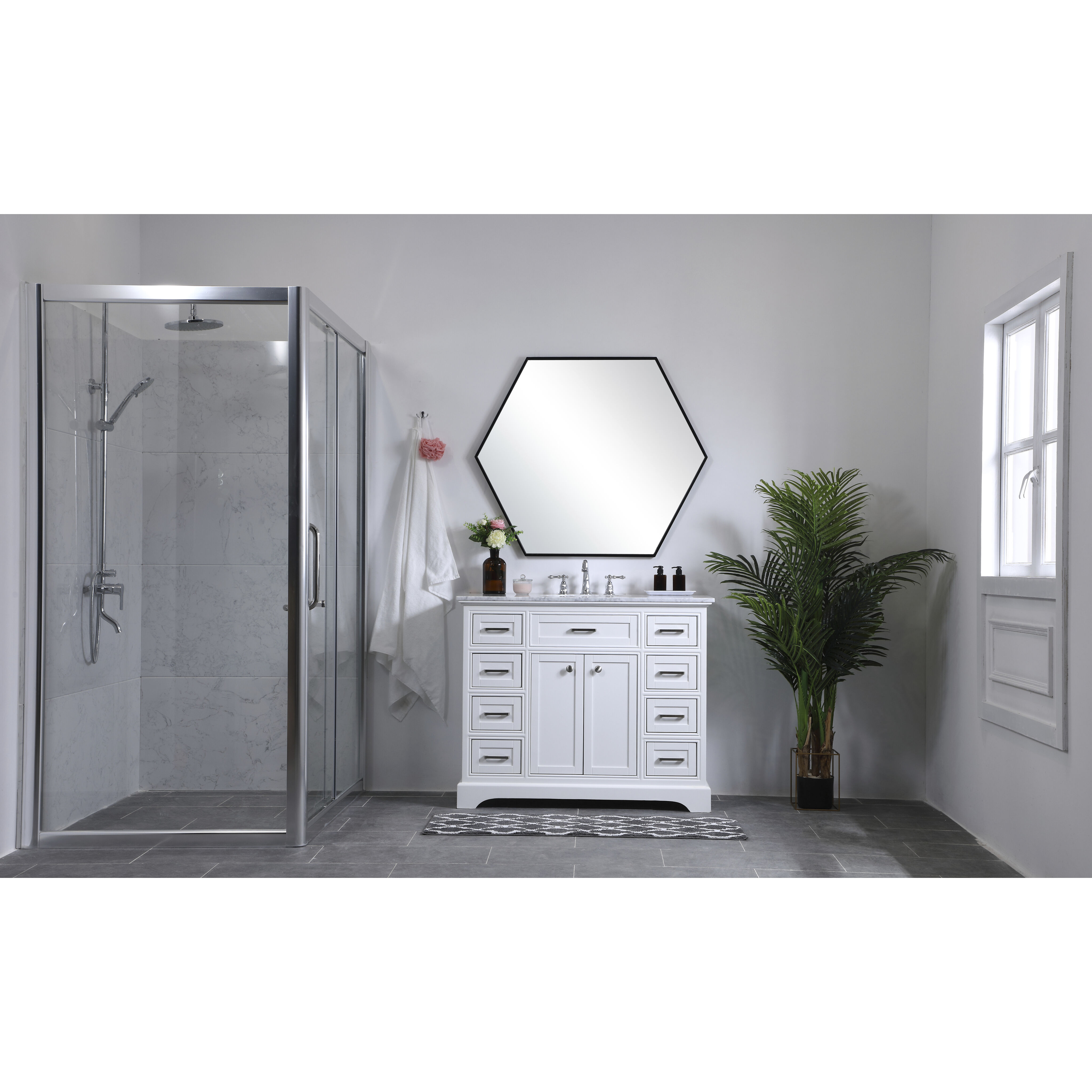 Americana 84 X 22 X 70 inch White Vanity Sink Set