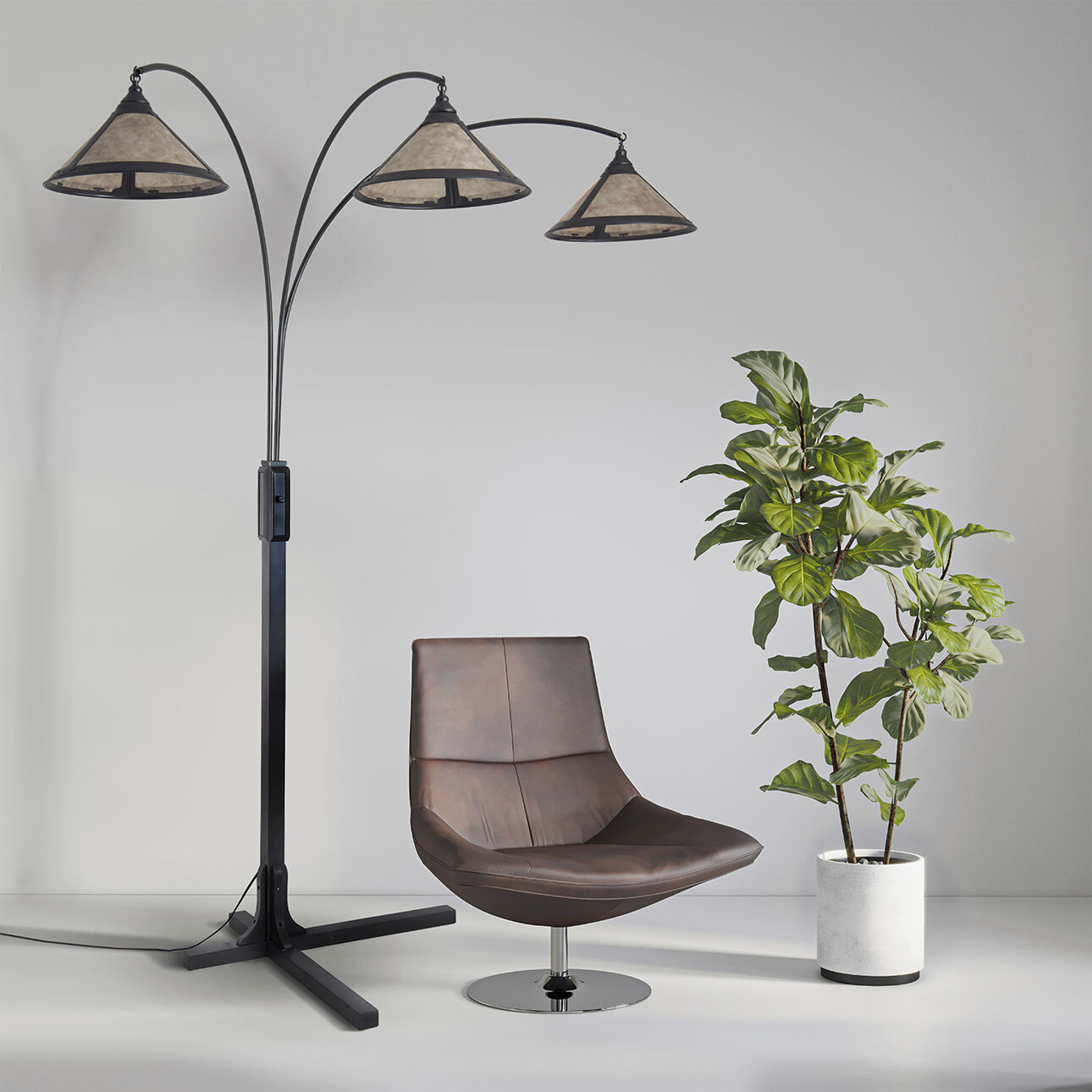 Natural Mica 86 inch 40.00 watt Gunmetal and Charcoal Gray Arc Floor Lamp Portable Light