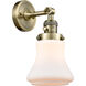 Franklin Restoration Bellmont 1 Light 7 inch Antique Brass Sconce Wall Light in Matte White Glass, Franklin Restoration