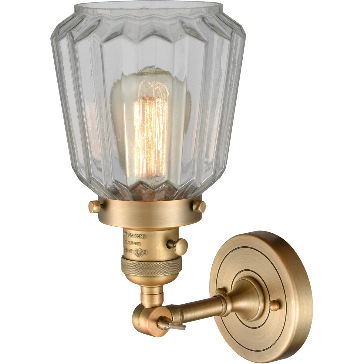 Franklin Restoration Chatham 1 Light 6 inch Brushed Brass Sconce Wall Light in Clear Glass, Franklin Restoration