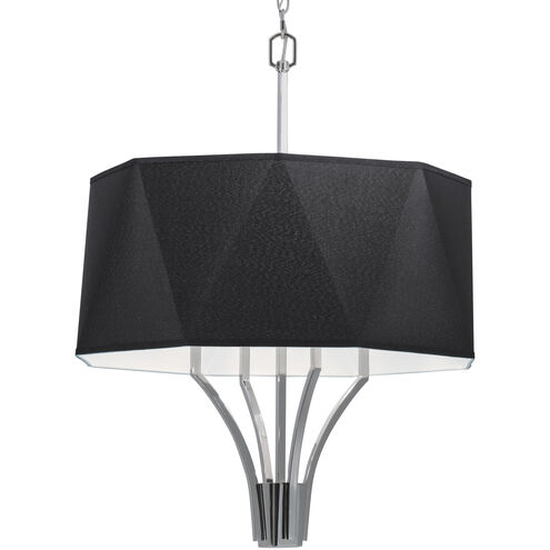 Diamond 4 Light 21 inch Polished Nickel with Black Chandelier Ceiling Light in Black Shade