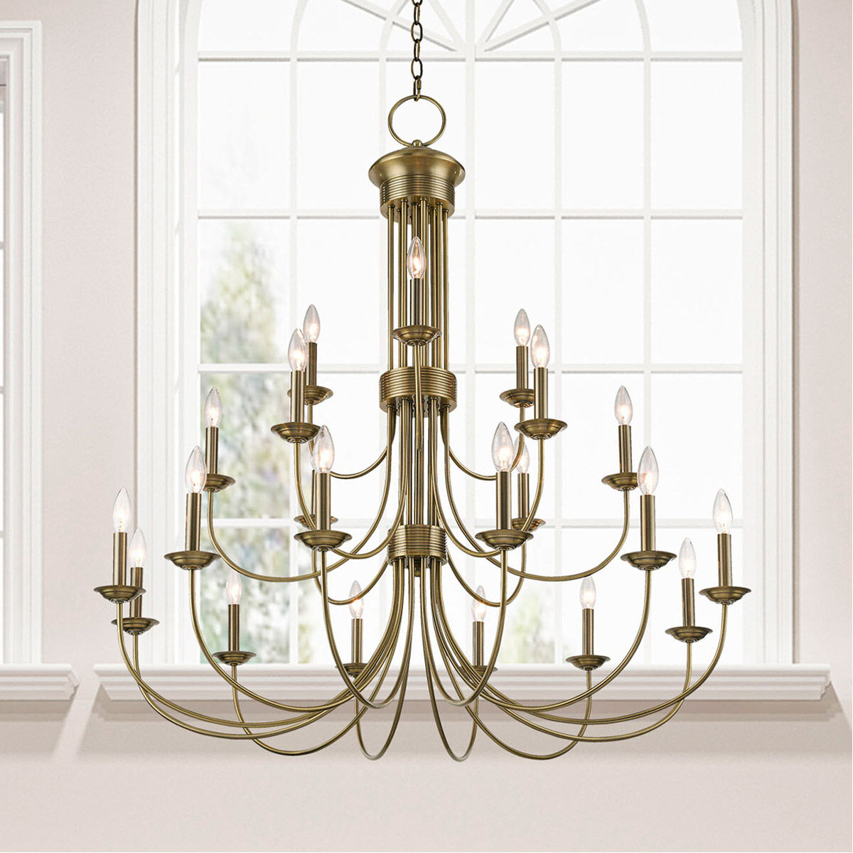 Estate 21 Light 42 inch Antique Brass Foyer Chandelier Ceiling Light