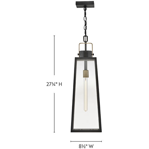 Hugh 1 Light 8.5 inch Black with Burnished Bronze Outdoor Hanging