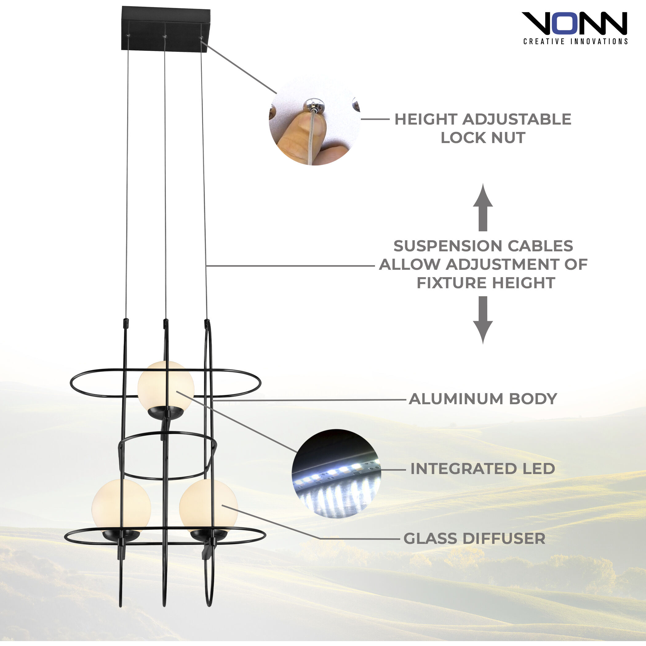 Artisan Collection/ LYRA Series 16 inch Black Chandelier Ceiling Light