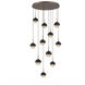 Cabochon LED Burnished Bronze with Black Marble Pendant Chandelier Ceiling Light in Amber, 2700K LED