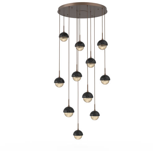 Cabochon LED Burnished Bronze with Black Marble Pendant Chandelier Ceiling Light in Amber, 2700K LED