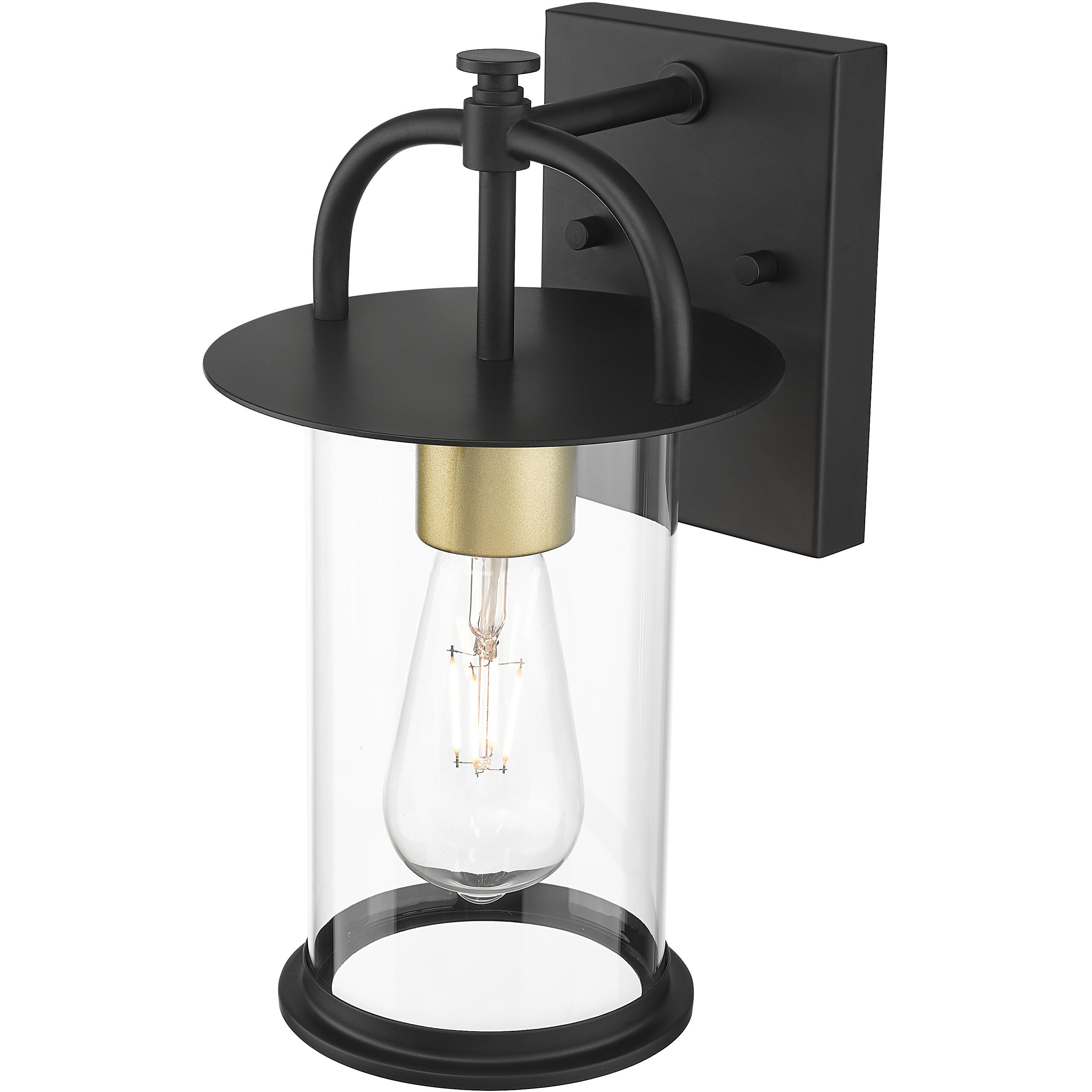 Stockwell 1 Light 12 inch Matt Black and Brass Exterior Wall Mount