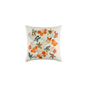 Chinese River 22 X 22 inch Cream and Olive Throw Pillow