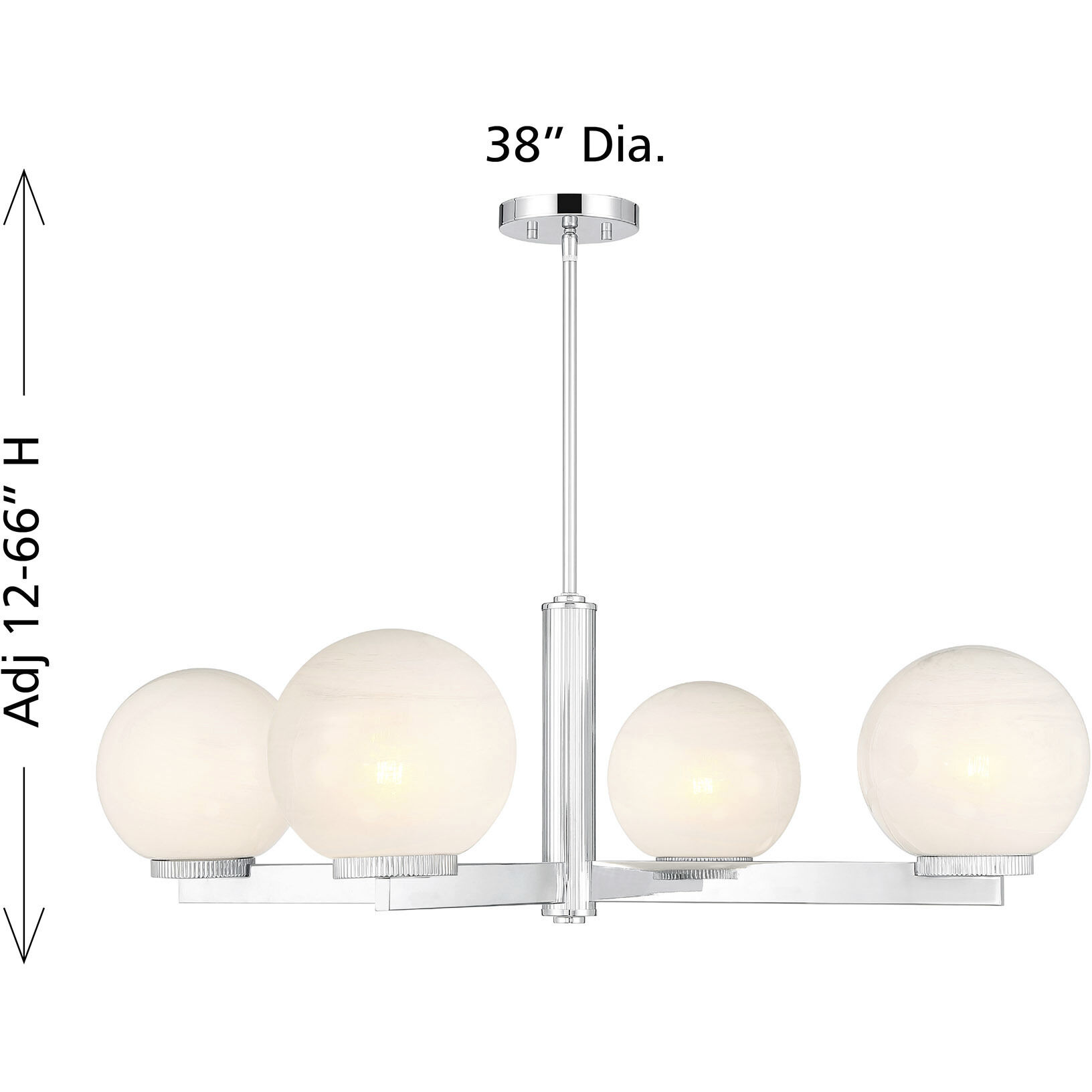 Modern 4 Light 38 inch Chrome Chandelier Ceiling Light