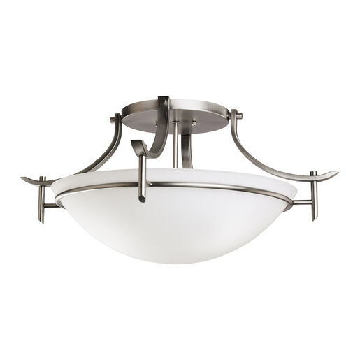 Olympia 3 Light 24 inch Antique Pewter Semi Flush Light Ceiling Light in Satin Etched White Glass