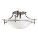 Olympia 3 Light 24 inch Antique Pewter Semi Flush Light Ceiling Light in Satin Etched White Glass
