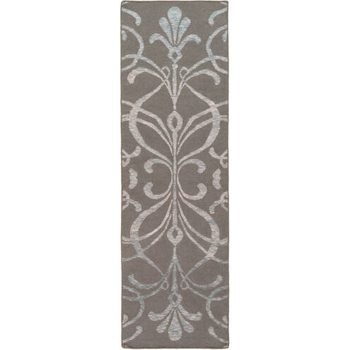 Stallman 96 X 30 inch Brown and Green Runner, Wool, Viscose, and Cotton