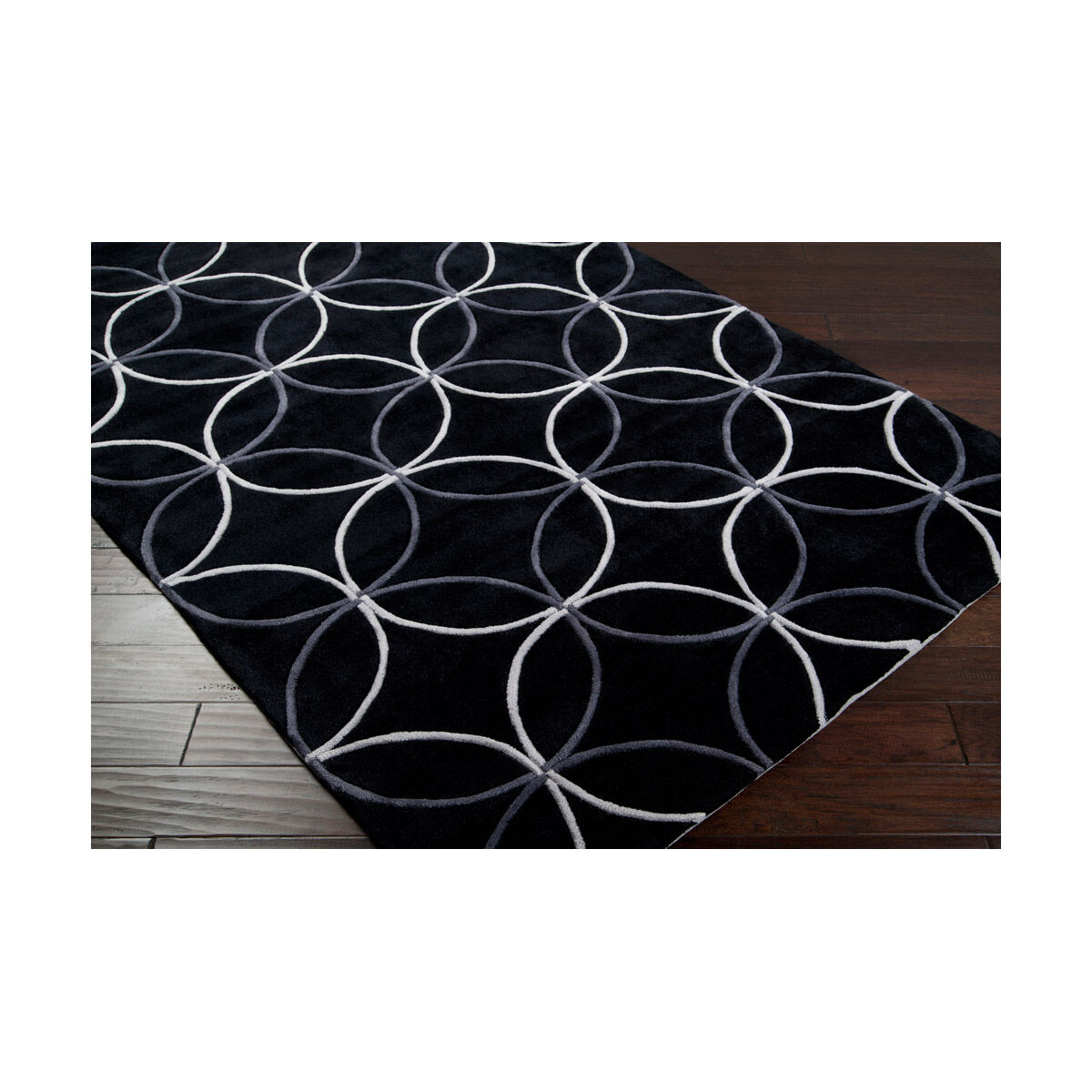 Cosmopolitan 36 X 24 inch Black and Gray Area Rug, Polyester