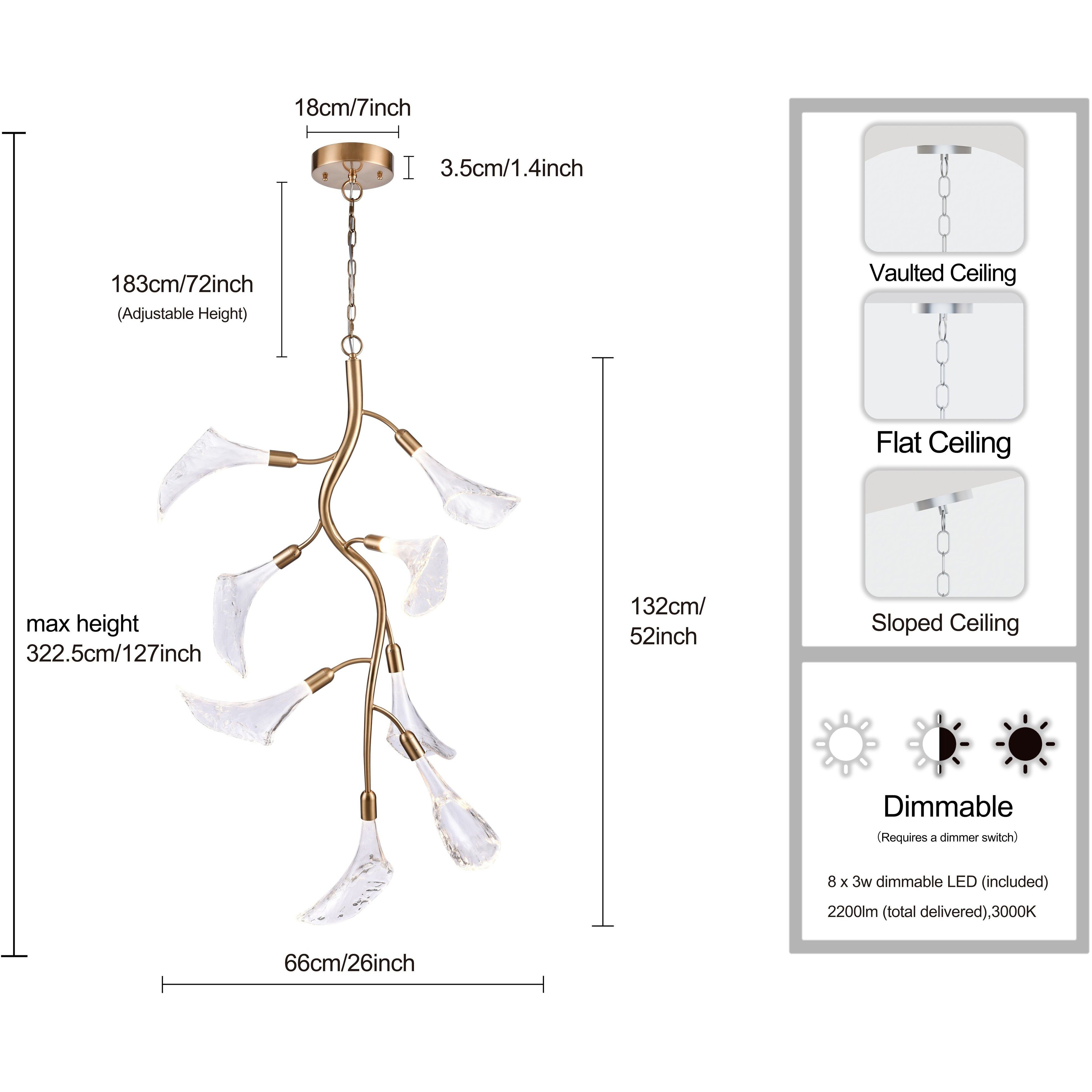 Calla LED 26 inch Natural Brass Chandelier Ceiling Light