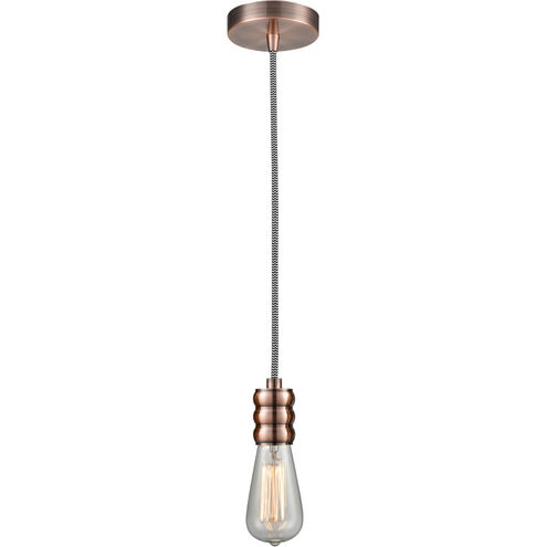Gatsby Bare Bulb 1 Light 2 inch Antique Copper Mini Pendant Ceiling Light in Zebra, Gatsby