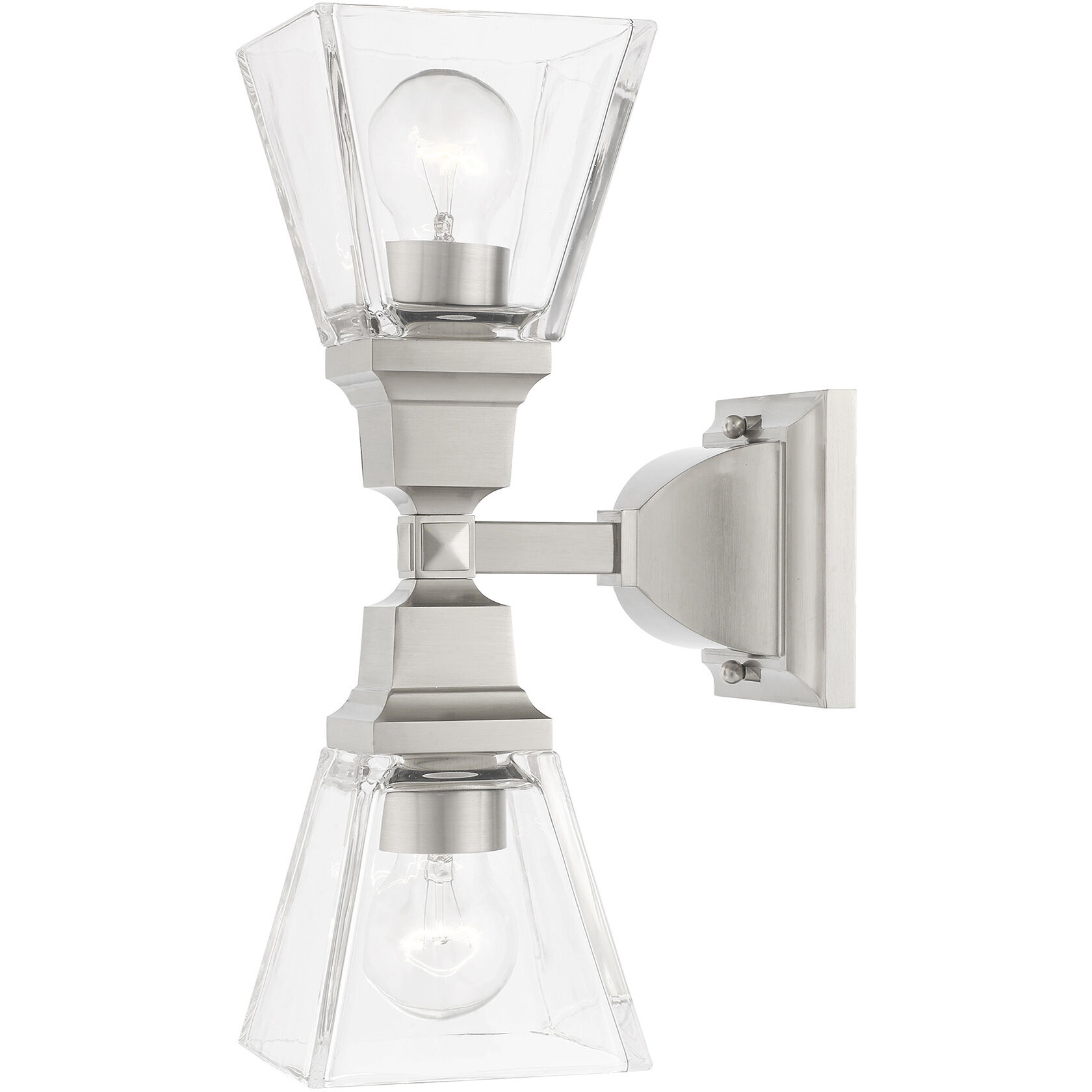 Mission 2 Light 5 inch Brushed Nickel Sconce Wall Light