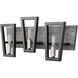 Zag 3 Light 21 inch Black and Grey Bath Vanity Wall Light in Black/Grey Wood