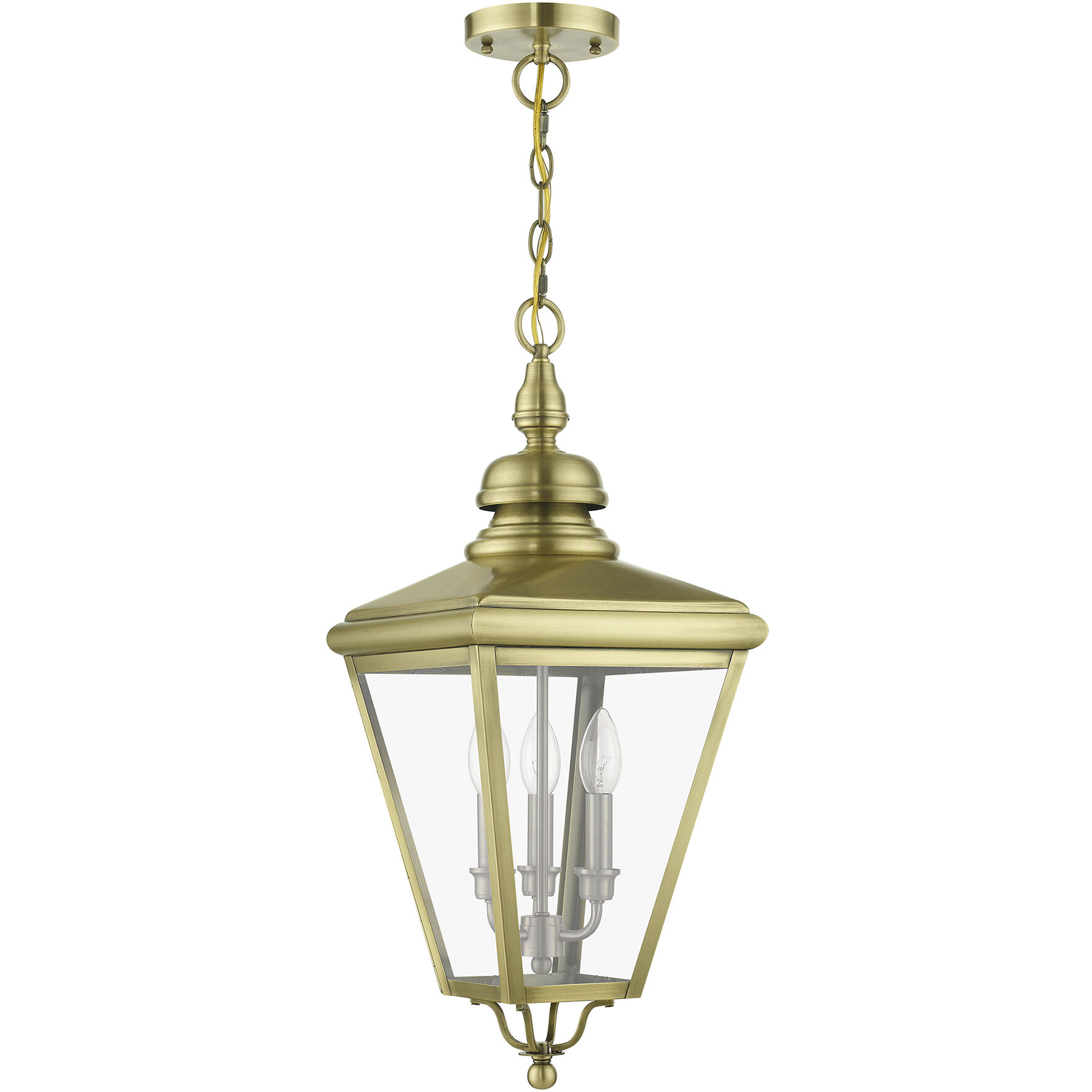 Adams 3 Light 10.63 inch Antique Brass with Brushed Nickel Finish Cluster Outdoor Large Pendant Lantern Ceiling Light