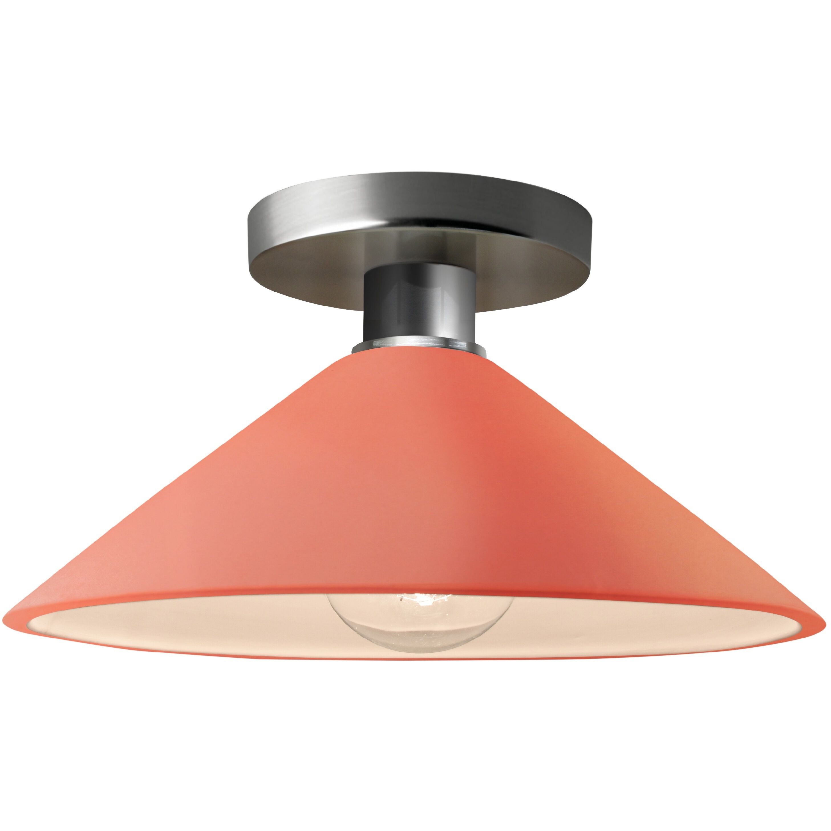 Radiance 1 Light 11.75 inch Gloss Blush and Brushed Nickel Semi Flush Ceiling Light