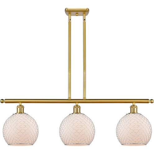 Ballston Farmhouse Chicken Wire LED 36 inch Satin Gold Island Light Ceiling Light, Ballston