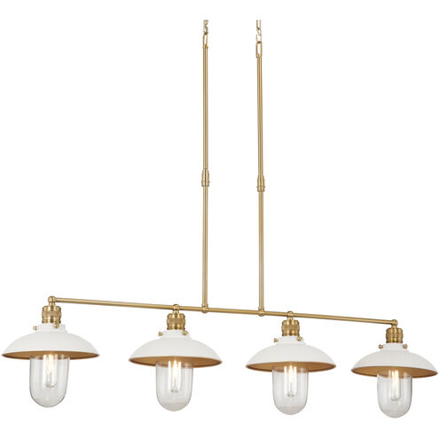 Downtown Edison 4 Light 44 inch White/Soft Brass Island Light Ceiling Light