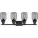 Somers 4 Light 33.25 inch Textured Black Bath Vanity Light Wall Light in Plated Smoke Glass