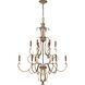 Magnolia Manor 12 Light 42 inch Pale Gold with Distressed Bronze Chandelier Ceiling Light