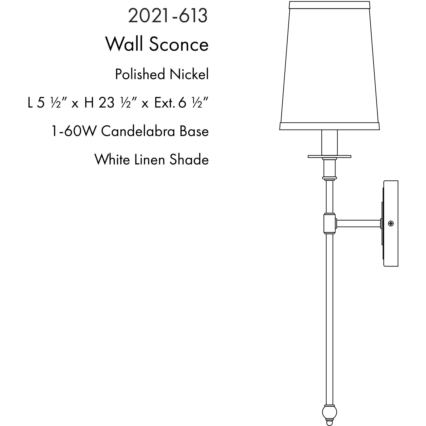 Calera 1 Light Polished Nickel Wall Sconce Wall Light