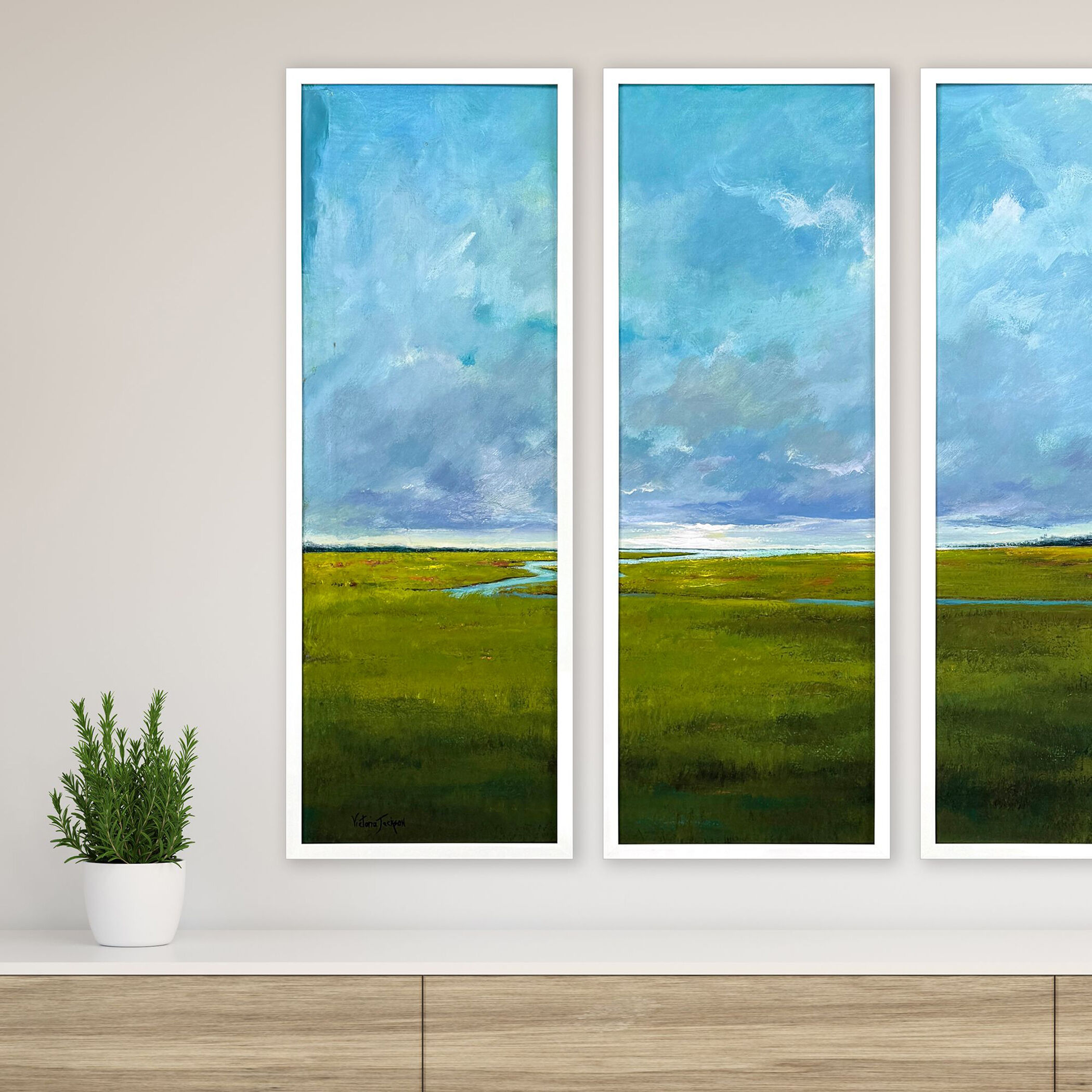 Settle into Dusk Green and Blue and Turquoise Framed Art