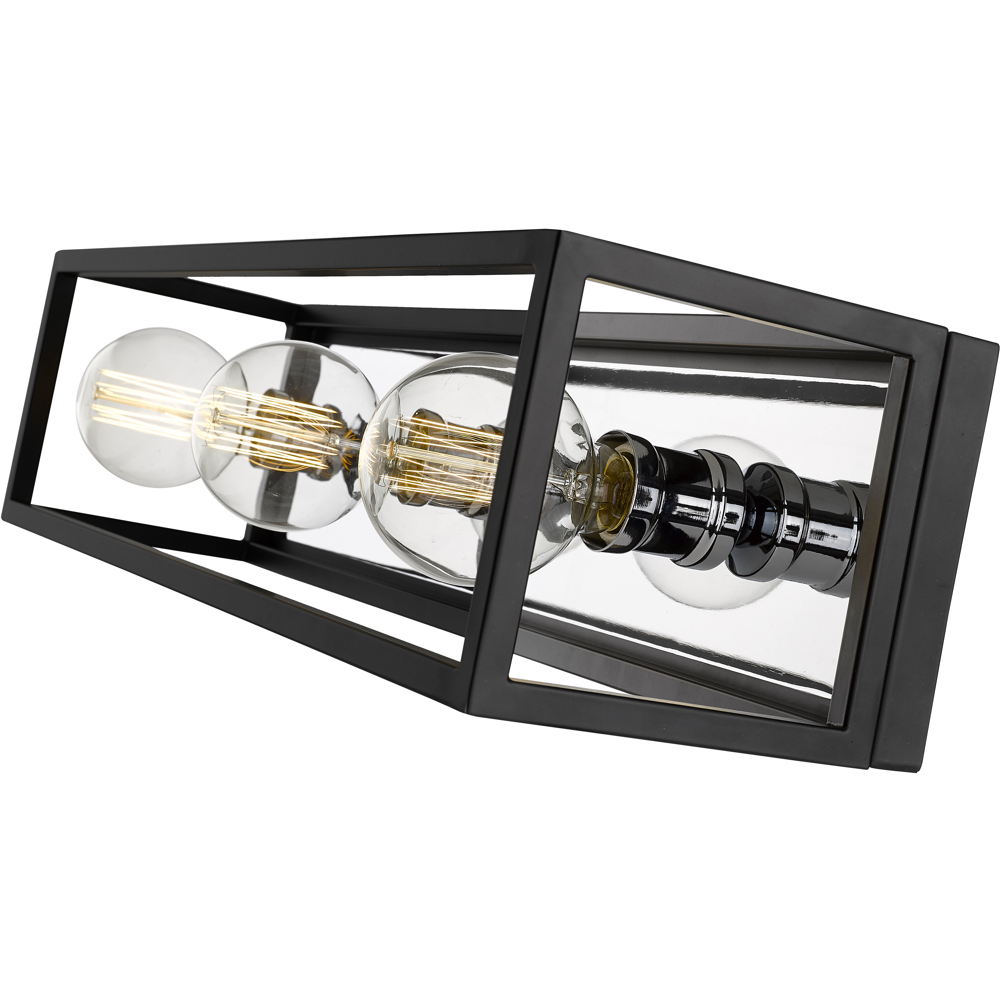 Kube 3 Light 23.5 inch Matte Black and Chrome Vanity Wall Light