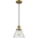 Franklin Restoration Cone 1 Light 8 inch Brushed Brass Mini Pendant Ceiling Light in Incandescent, Seedy, Franklin Restoration