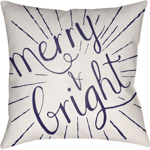Merry And Bright 18 X 18 inch Blue and White Outdoor Throw Pillow