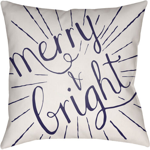 Merry And Bright 20 X 20 inch Blue and White Outdoor Throw Pillow
